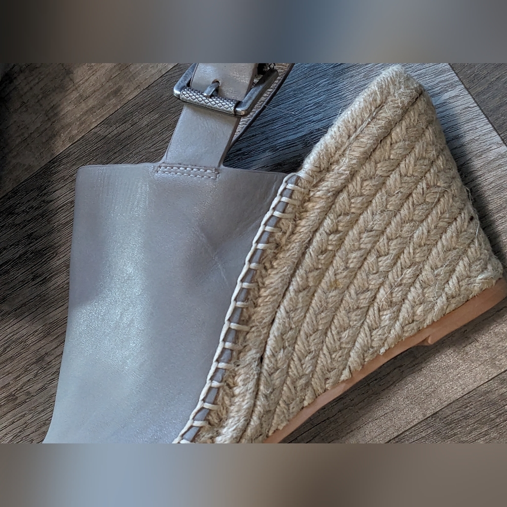 Caslon Sutton Gray Slingback Leather Espadrille Sandal Size 8.5 Like NEW in box - Picture 6 of 15